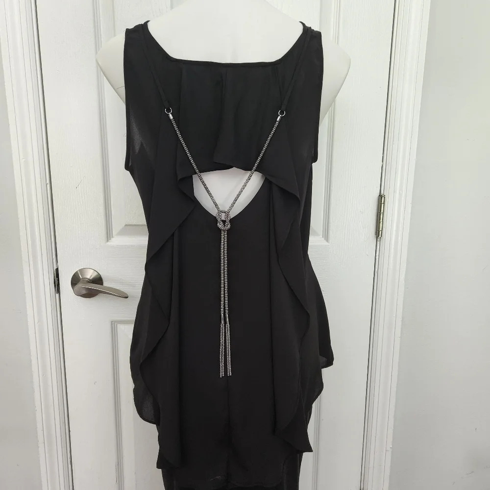 BCX Black Sheer Sleeveless Top